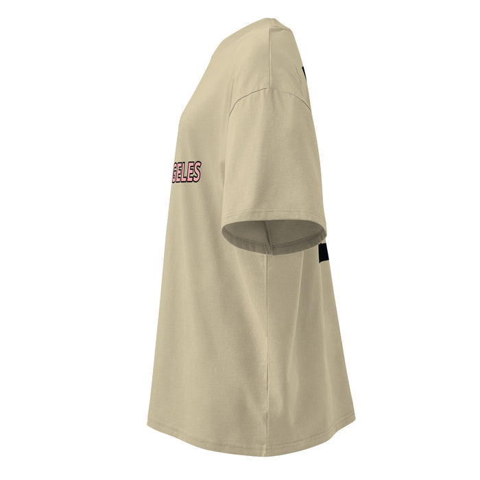T-shirt oversize col montant Los Angeles Superior Pierre profil gauche - coupe oversize avec manches tombées
