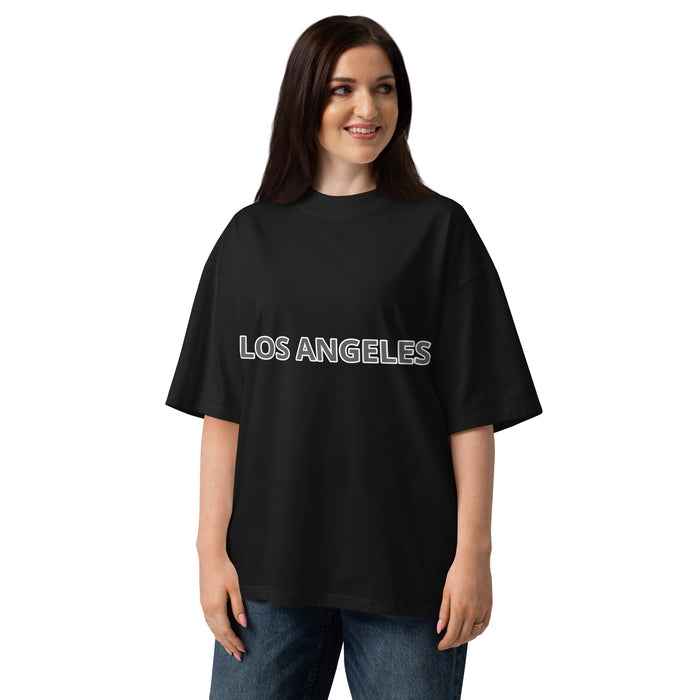 T-shirt oversize Los Angeles Superior Noir face - logo Los Angeles imprimé sur la poitrine