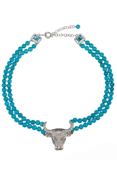 Tara Turquoise Beaded Statement Necklace - Born To Glam