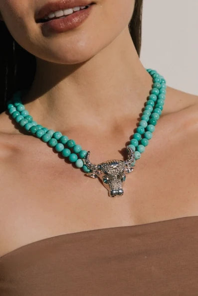 Tara Turquoise Beaded Statement Necklace - Born To Glam