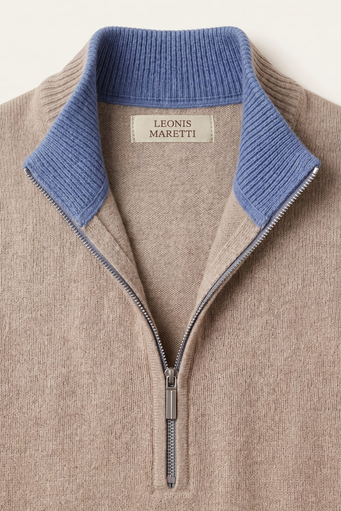 Terenzo Zip Cardigan Beige