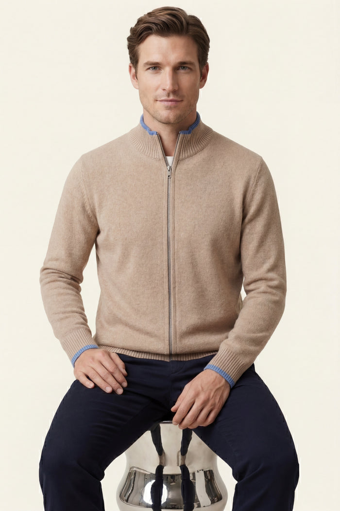 Terenzo Zip Cardigan Beige