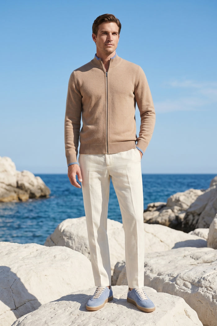 Terenzo Zip Cardigan Beige