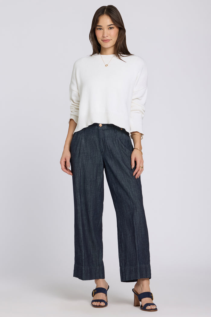 Teresa Wide Leg Ankle Jeans - Dark Indigo