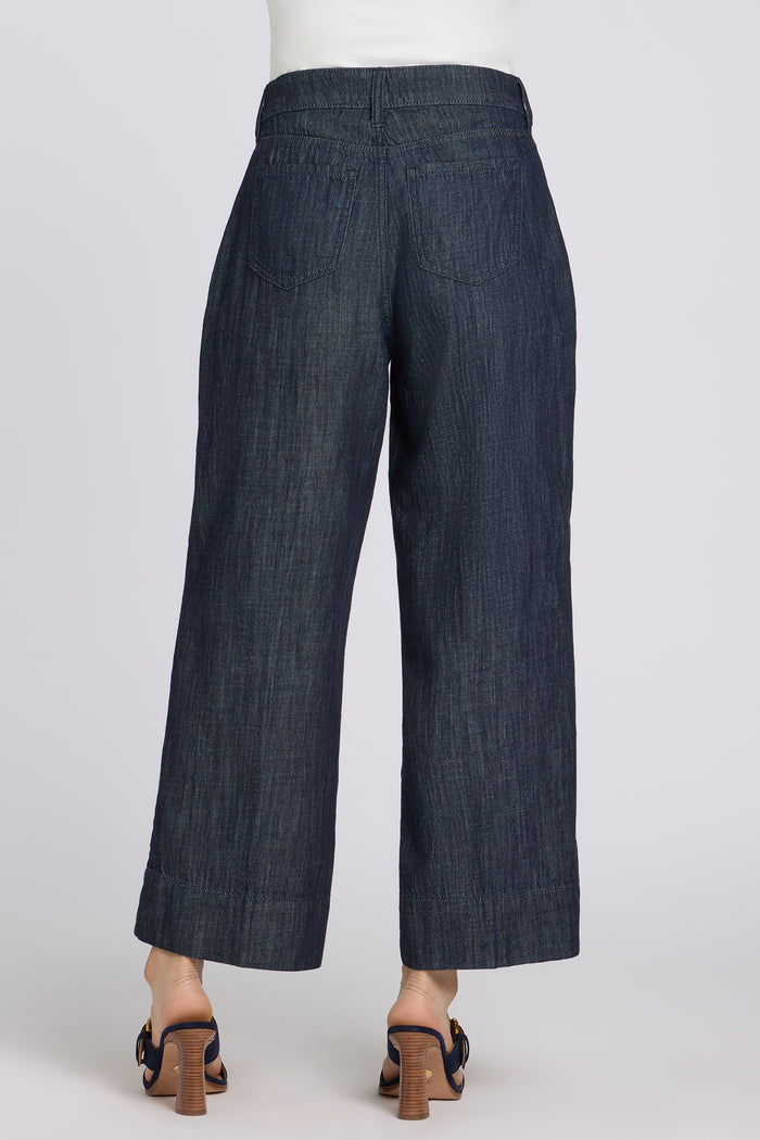 Teresa Wide Leg Ankle Jeans - Dark Indigo
