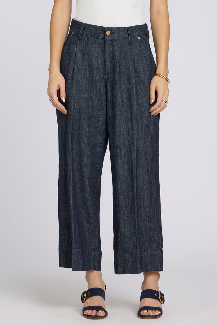 Teresa Wide Leg Ankle Jeans - Dark Indigo