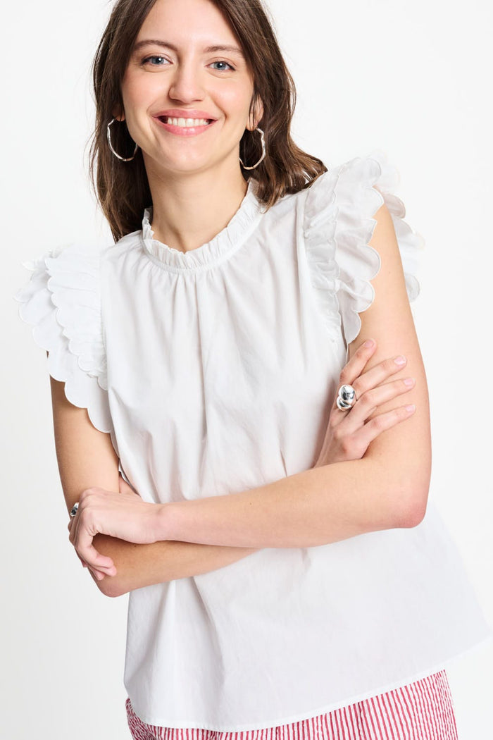 POM Amsterdam Tops TOP - Ruffles Crispy White