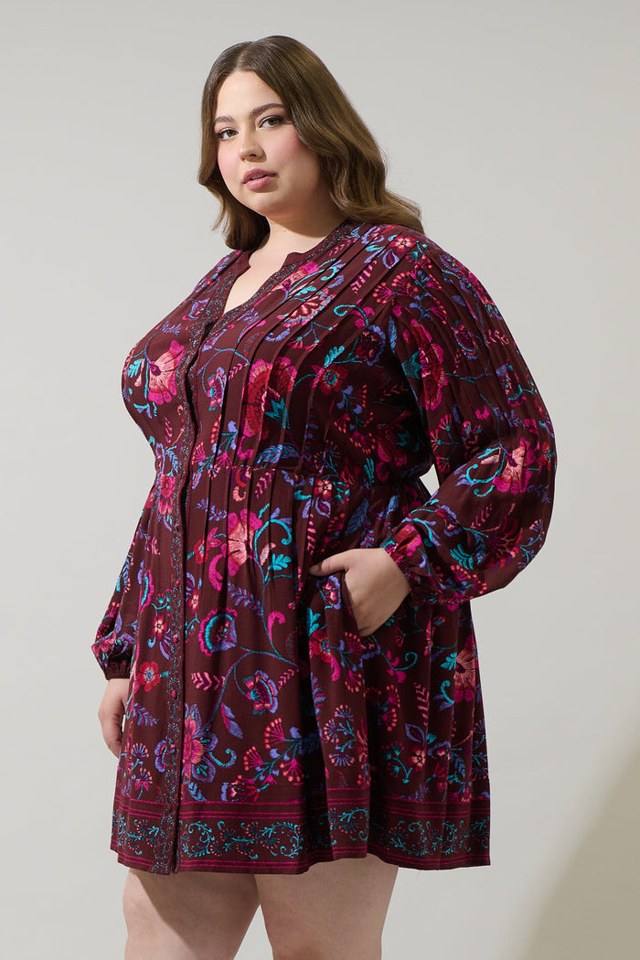 Tory Paisley Ceny Button Down Mini Dress Curve