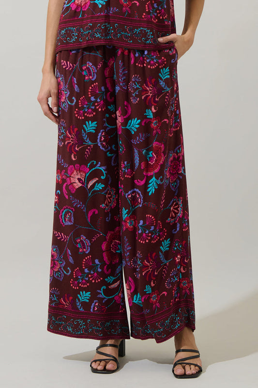 Tory Paisley Sofie Ruffle Wide Pants
