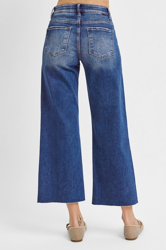 Tummy Control Mid Rise Crop Wide Jeans