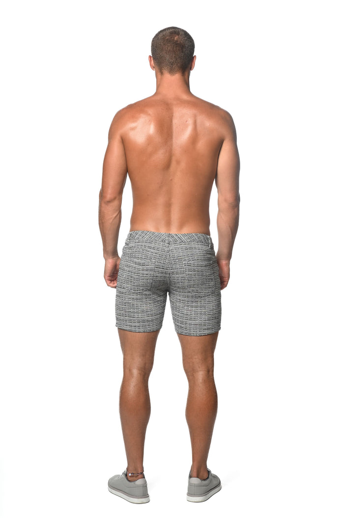 TWEED-LOOK JACQUARD STRETCH KNIT JEANS SHORT (LIMITED-EDITION)