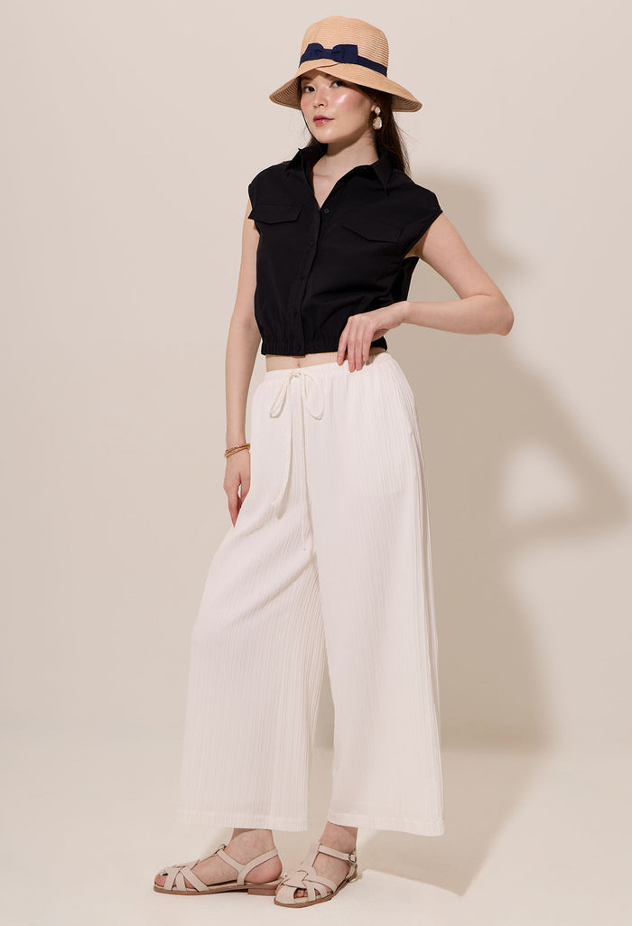 Utility Cropped Button Down Blouse