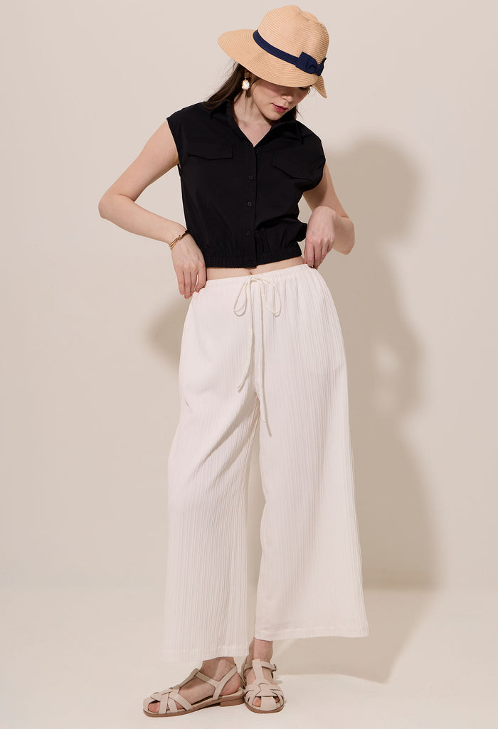 Utility Cropped Button Down Blouse