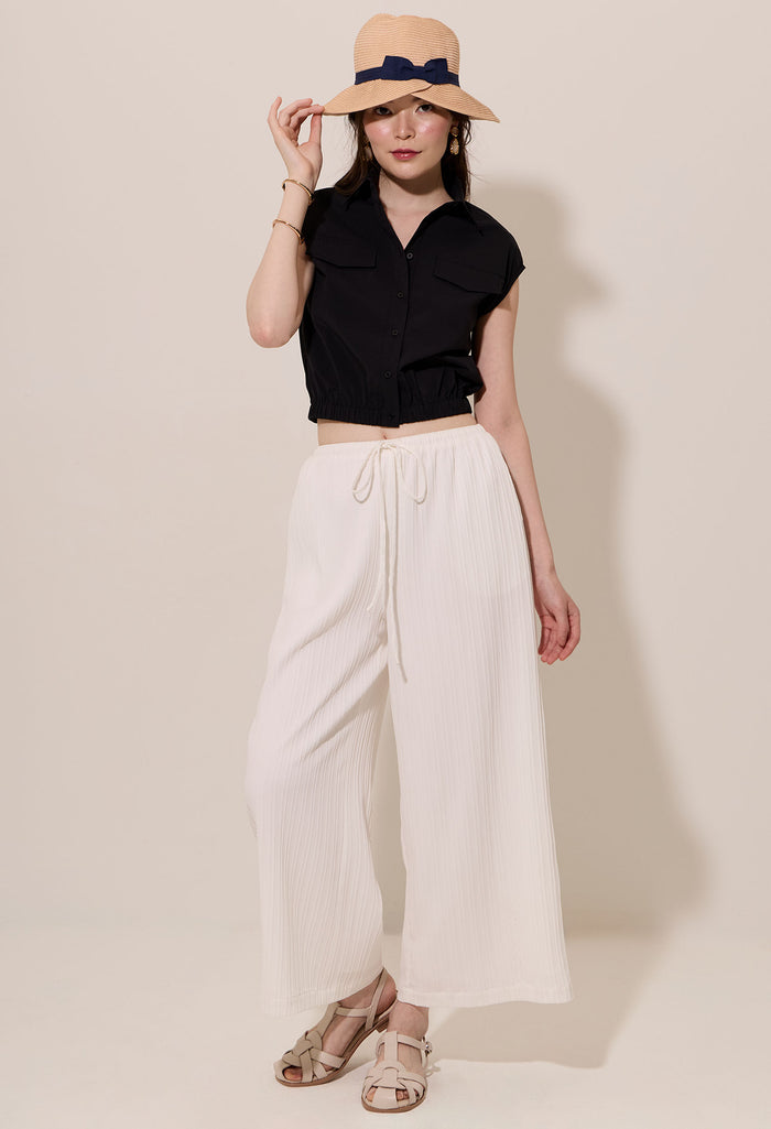 Utility Cropped Button Down Blouse