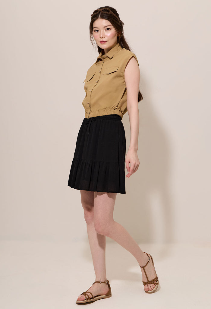 Utility Cropped Button Down Blouse