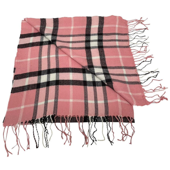 Vintage 90s Burberry Pink Check Lambswool Scarf