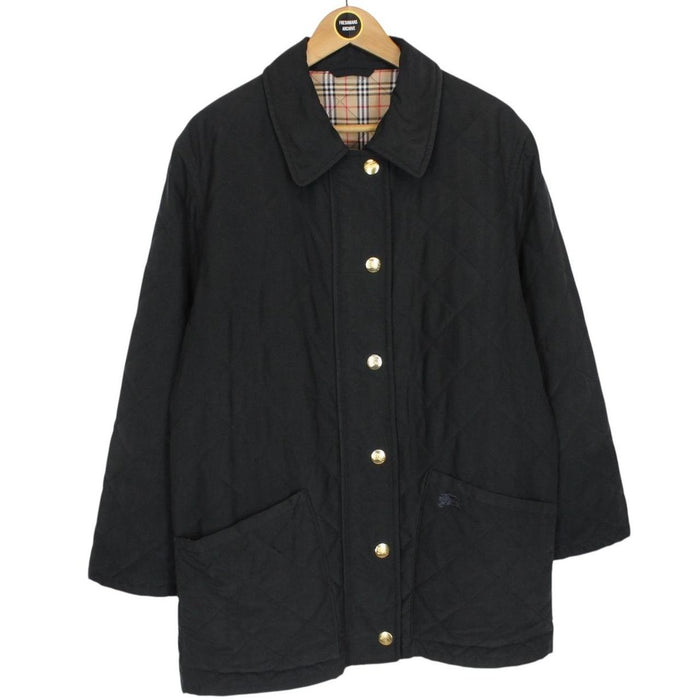 Vintage 90s Burberry Black Nova Check Lined Quilted Jacket