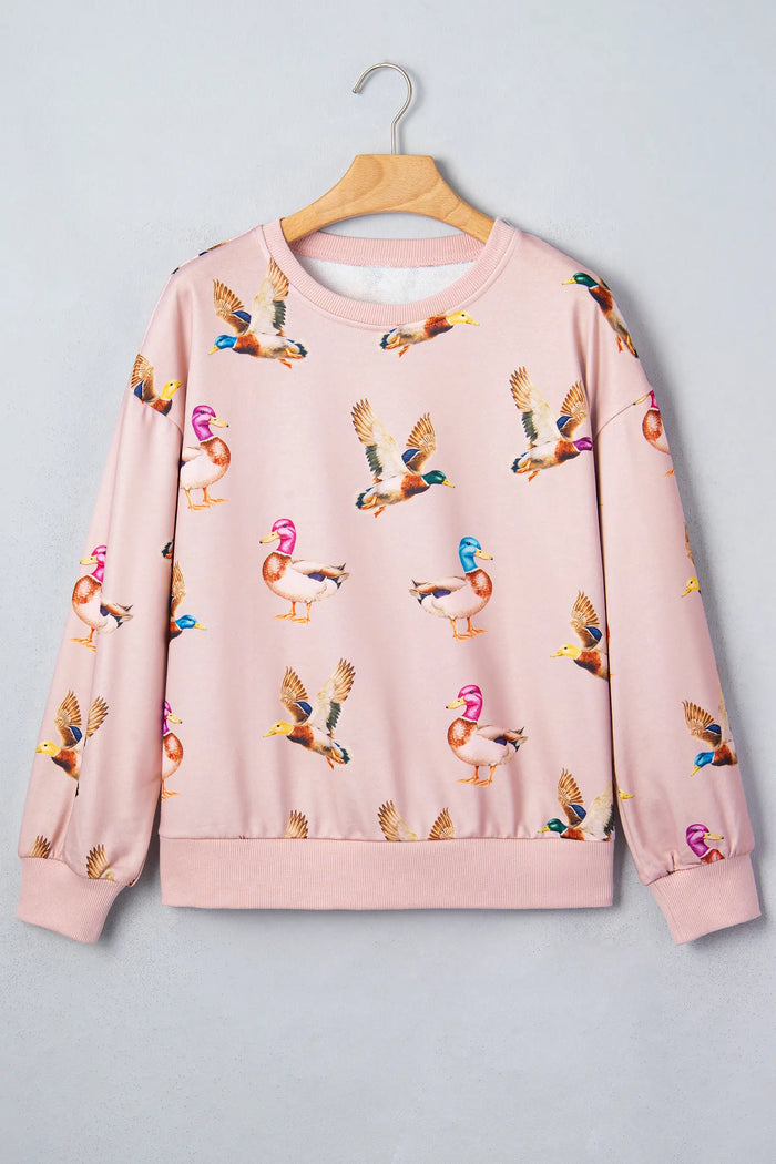 Western Print Drop Shoulder Long Sleeve Sweatshirt – Multicolour