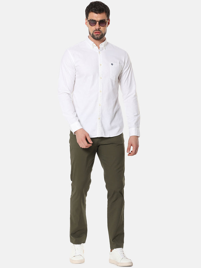 White Chest Pocket Full Sleeves Shirt