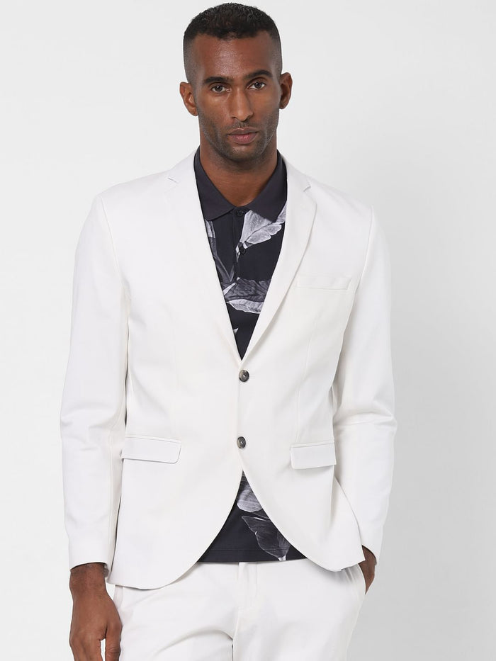 White Double Button Formal Blazer