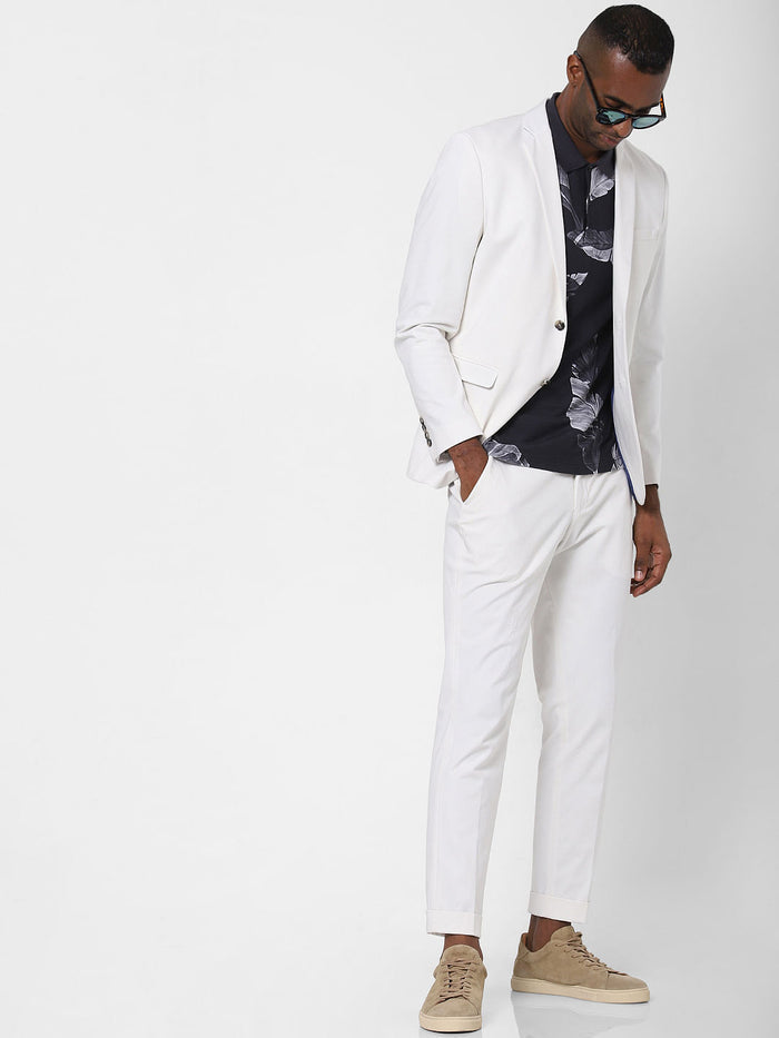 White Double Button Formal Blazer