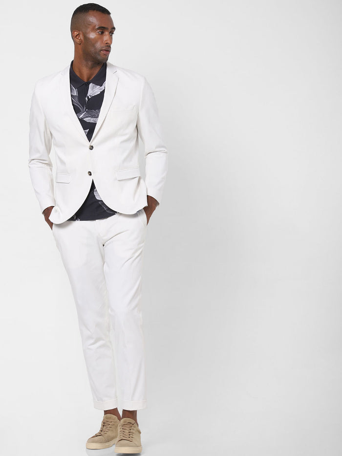 White Double Button Formal Blazer