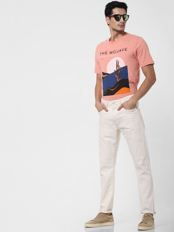 White Faded Toby Tapered Fit Jeans