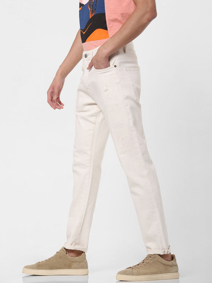 White Faded Toby Tapered Fit Jeans