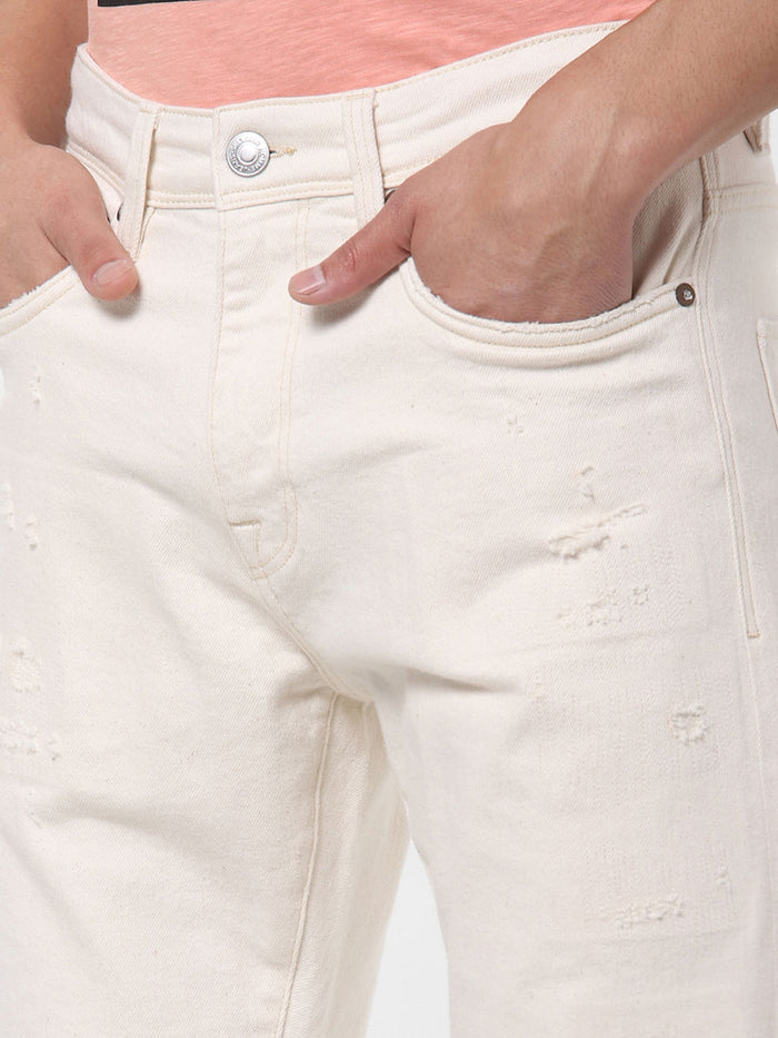 White Faded Toby Tapered Fit Jeans