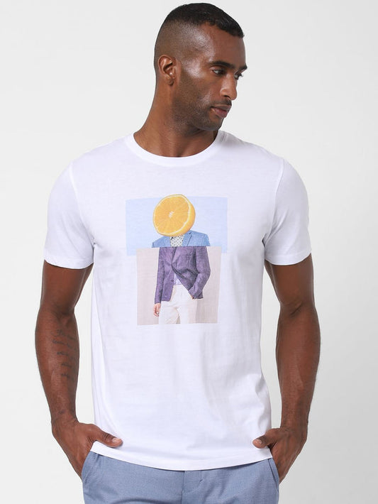 White Graphic Print Crew Neck T-Shirt