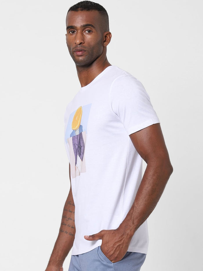 White Graphic Print Crew Neck T-Shirt