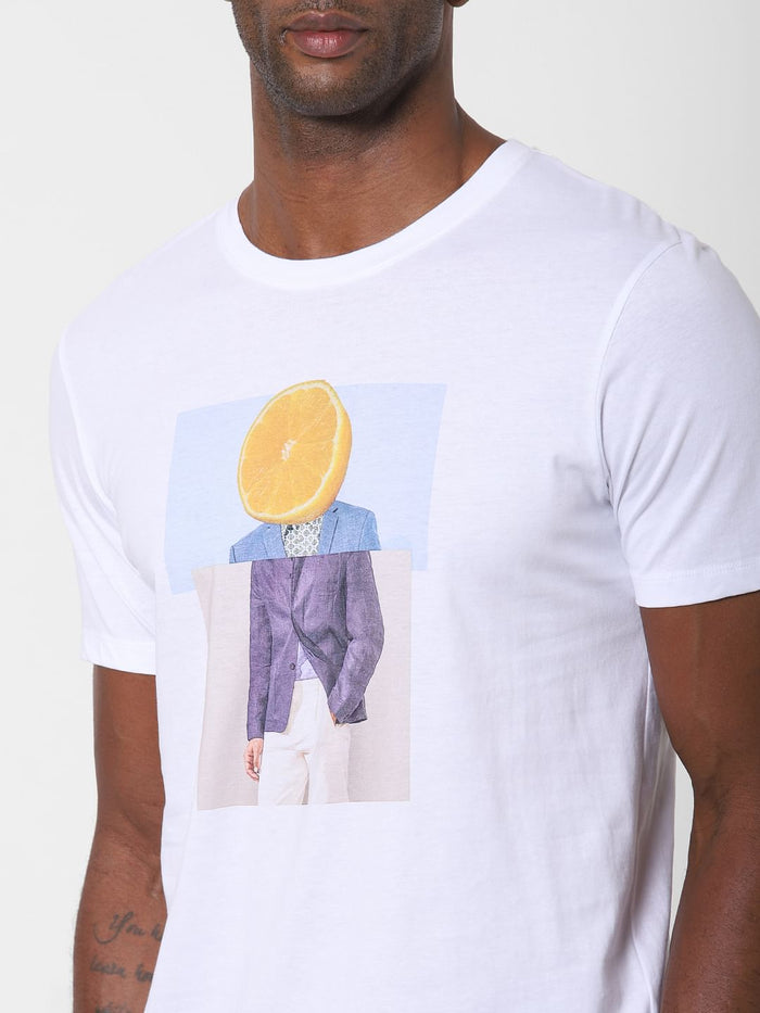 White Graphic Print Crew Neck T-Shirt
