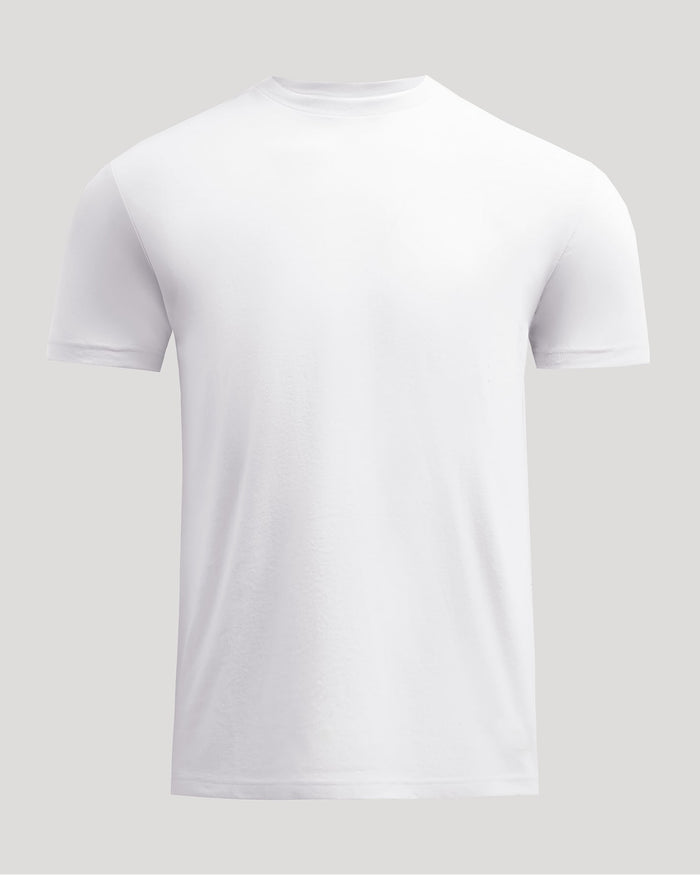 White t-shirt on a light gray background