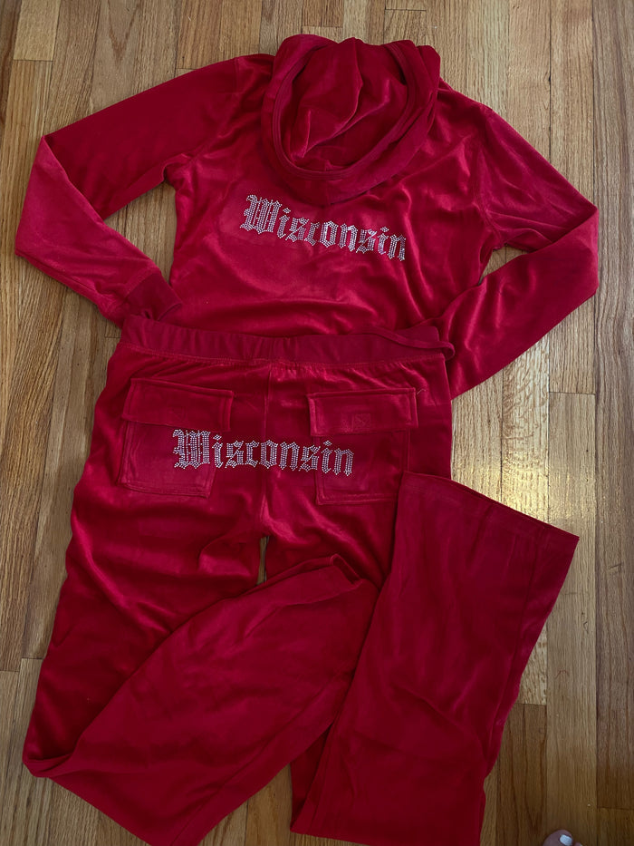Wisconsin Rhinestone Velour Set