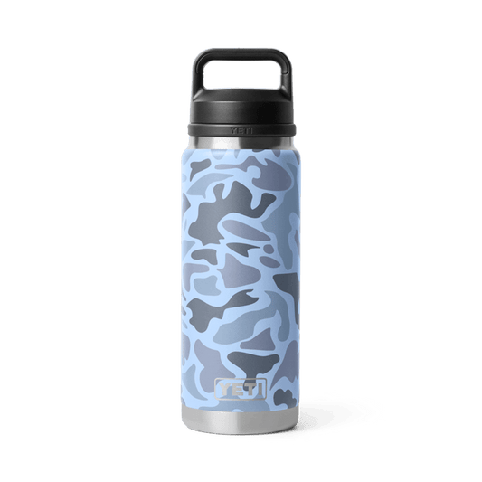 Yeti Rambler Water Bottle Blue Camo WITH CHUG CAP